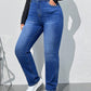 EZwear Plus Size High Waist Slim Fit Washed Denim Jeans