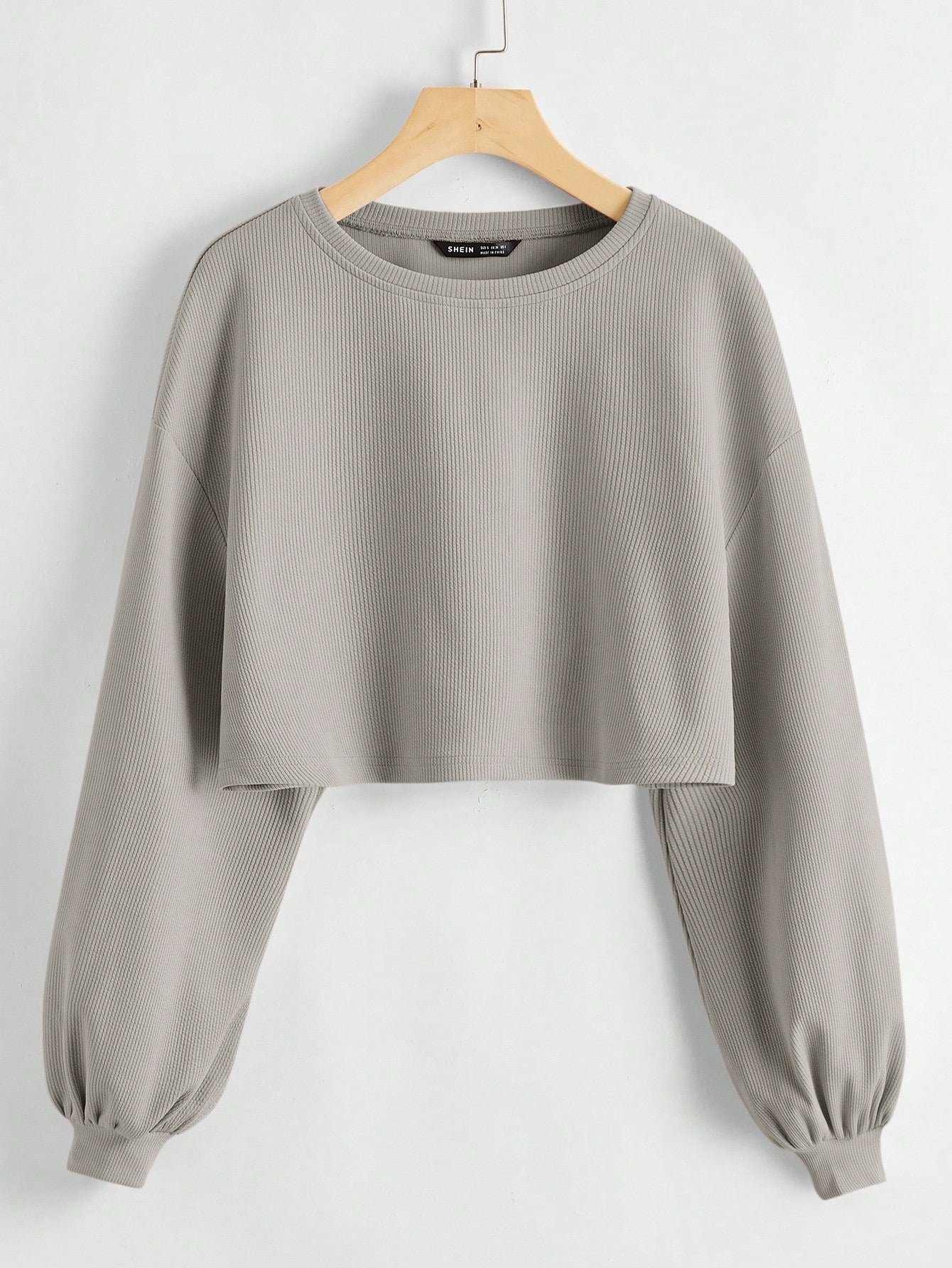 EZwear Solid Drop Shoulder Crop Top