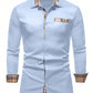 Men's Casual Business Plaid Splice Long Sleeve Shirt