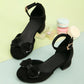 1pair Children's Fashionable Bowknot Decorated Flat Shoes, Black