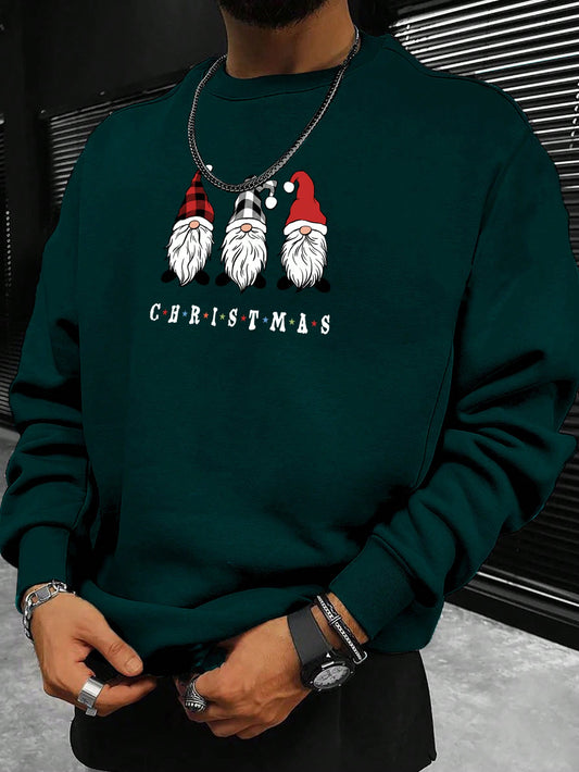 Manfinity Homme Loose Fit Men's Christmas Print Round Neck Sweatshirt