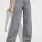 Water Washed Denim Pants With Slanted Pockets