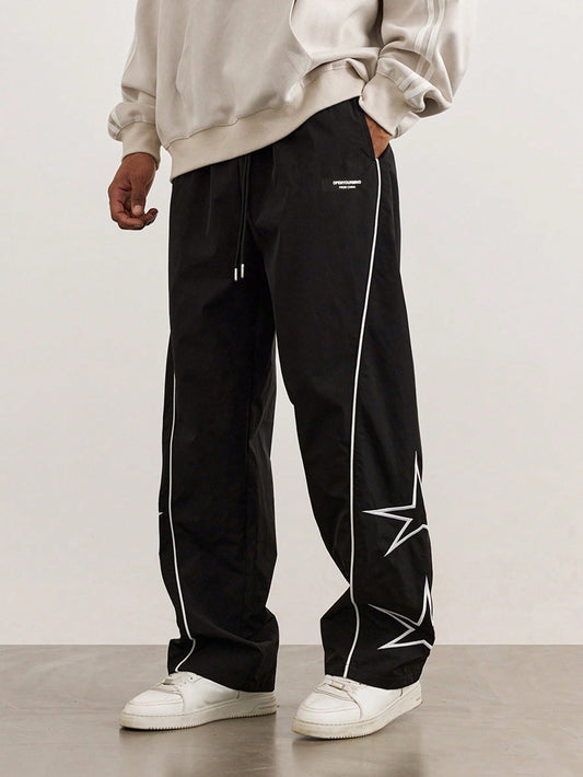 Manfinity Hypemode Loose-Fit Men's Star Pattern Side Stripe Pants