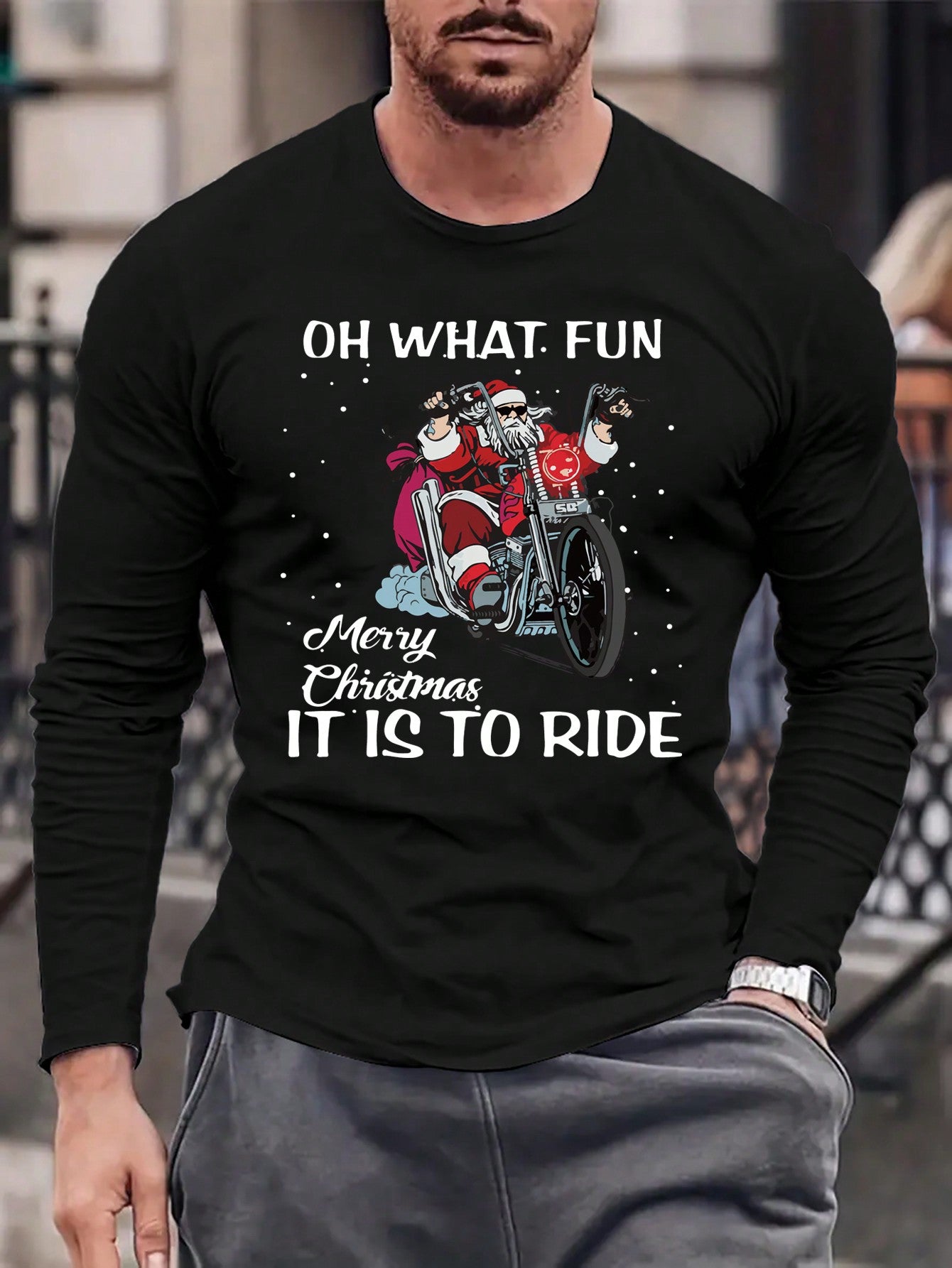 Men's Christmas Printed Long Sleeve T-shirt