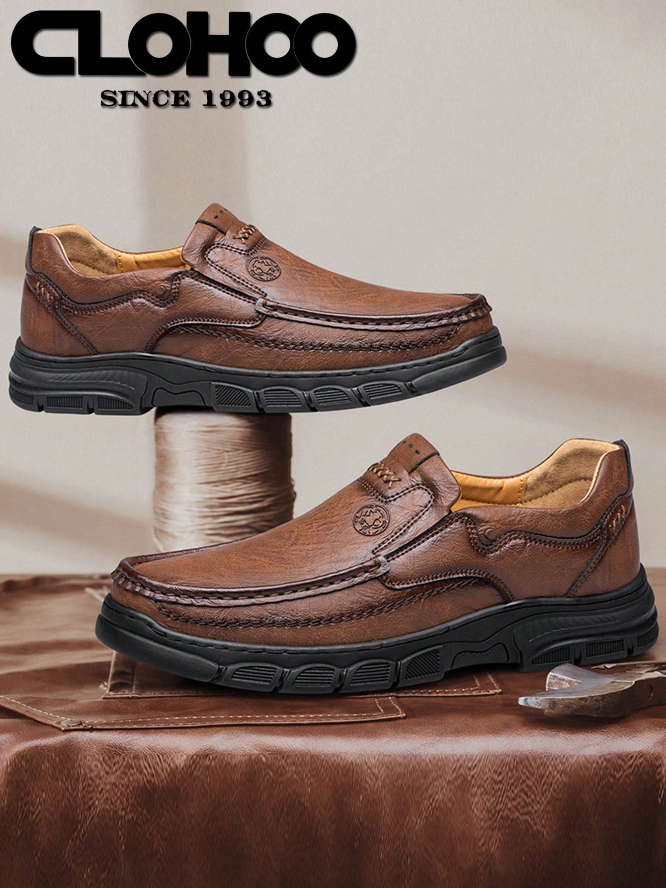 Handmade Shoes, Men's Oxford Shoes, Classic Hand-Sewn Male Shoes With Thick Rubber Sole, Breathable Leather Casual Shoes