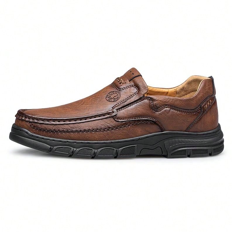 Handmade Shoes, Men's Oxford Shoes, Classic Hand-Sewn Male Shoes With Thick Rubber Sole, Breathable Leather Casual Shoes