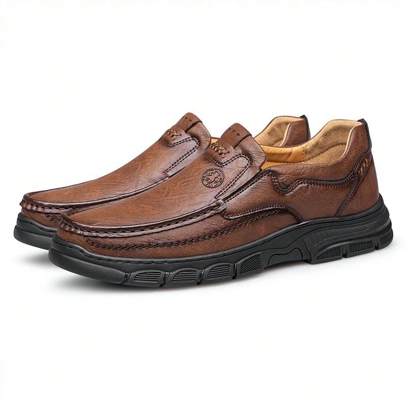 Handmade Shoes, Men's Oxford Shoes, Classic Hand-Sewn Male Shoes With Thick Rubber Sole, Breathable Leather Casual Shoes