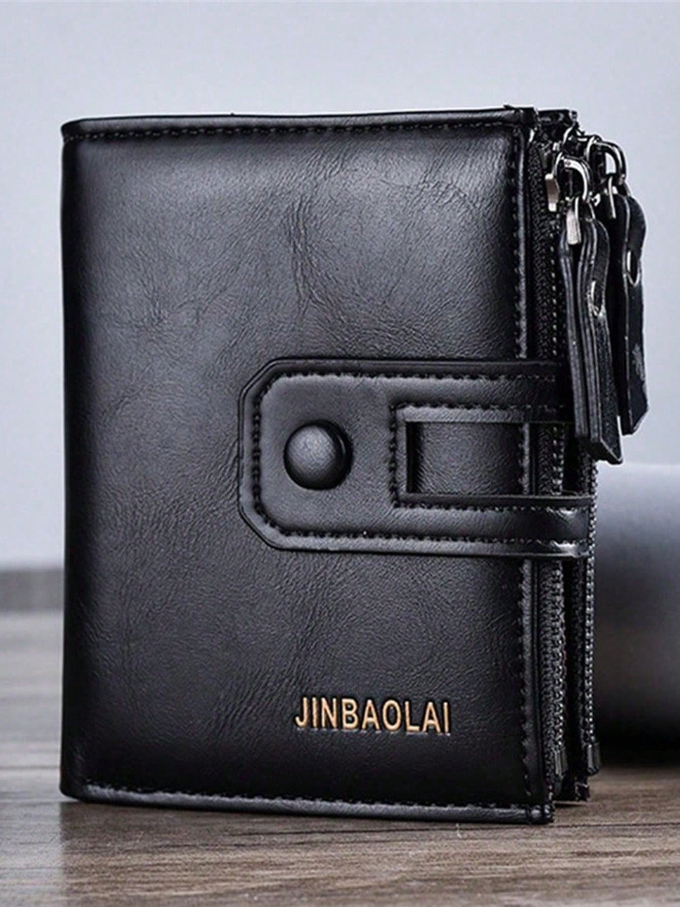 Men's Retro Wallet Multi-Function Double Zip Coin Purse Pocket Wallet Small Purse ID Window Zipper Men Wallet PU Leather Minimalist Fashion Modern Business Anniversary On Valentine Day For Birthday Gift Gift Lover Men Male Gift