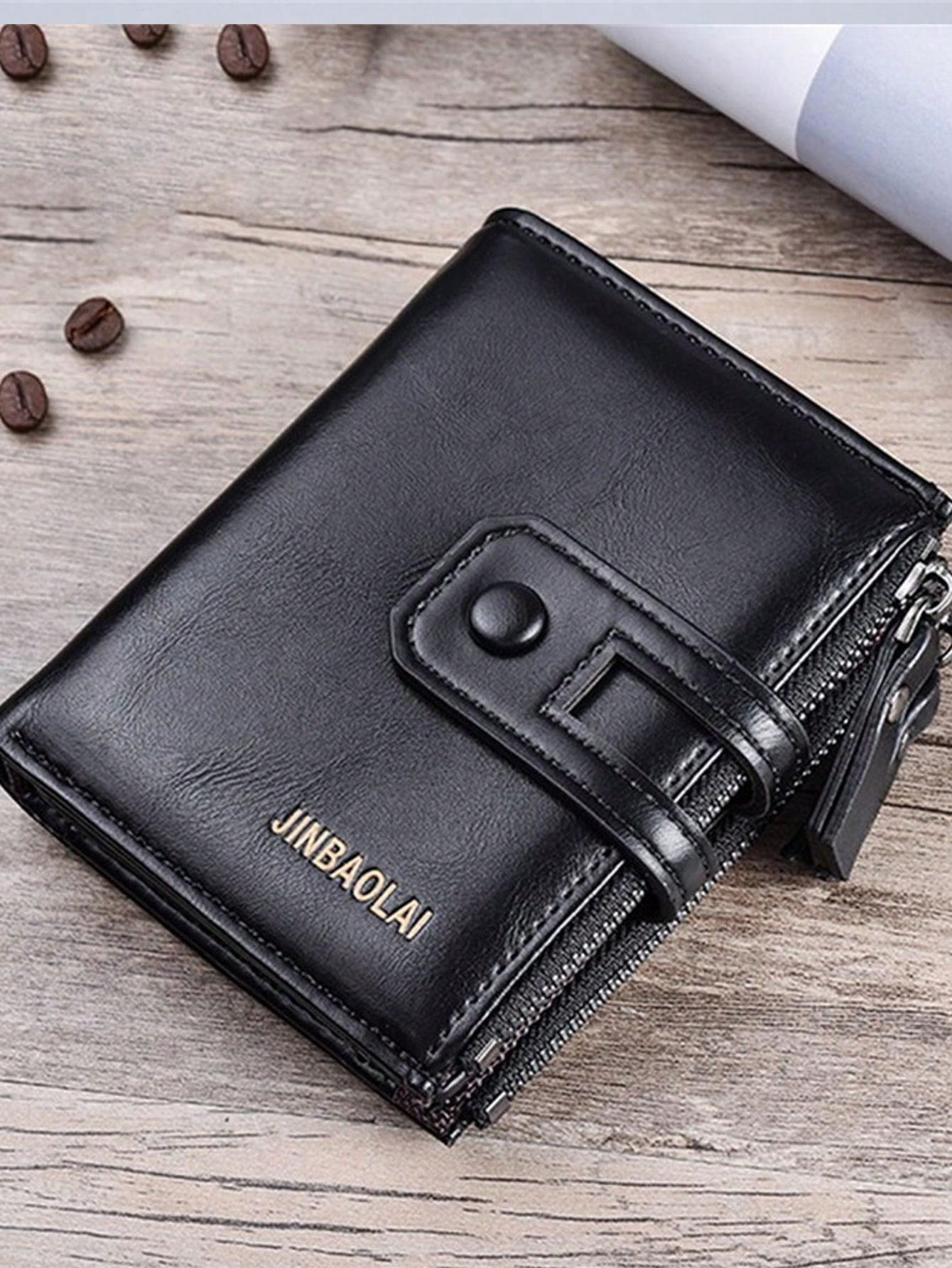 Men's Retro Wallet Multi-Function Double Zip Coin Purse Pocket Wallet Small Purse ID Window Zipper Men Wallet PU Leather Minimalist Fashion Modern Business Anniversary On Valentine Day For Birthday Gift Gift Lover Men Male Gift