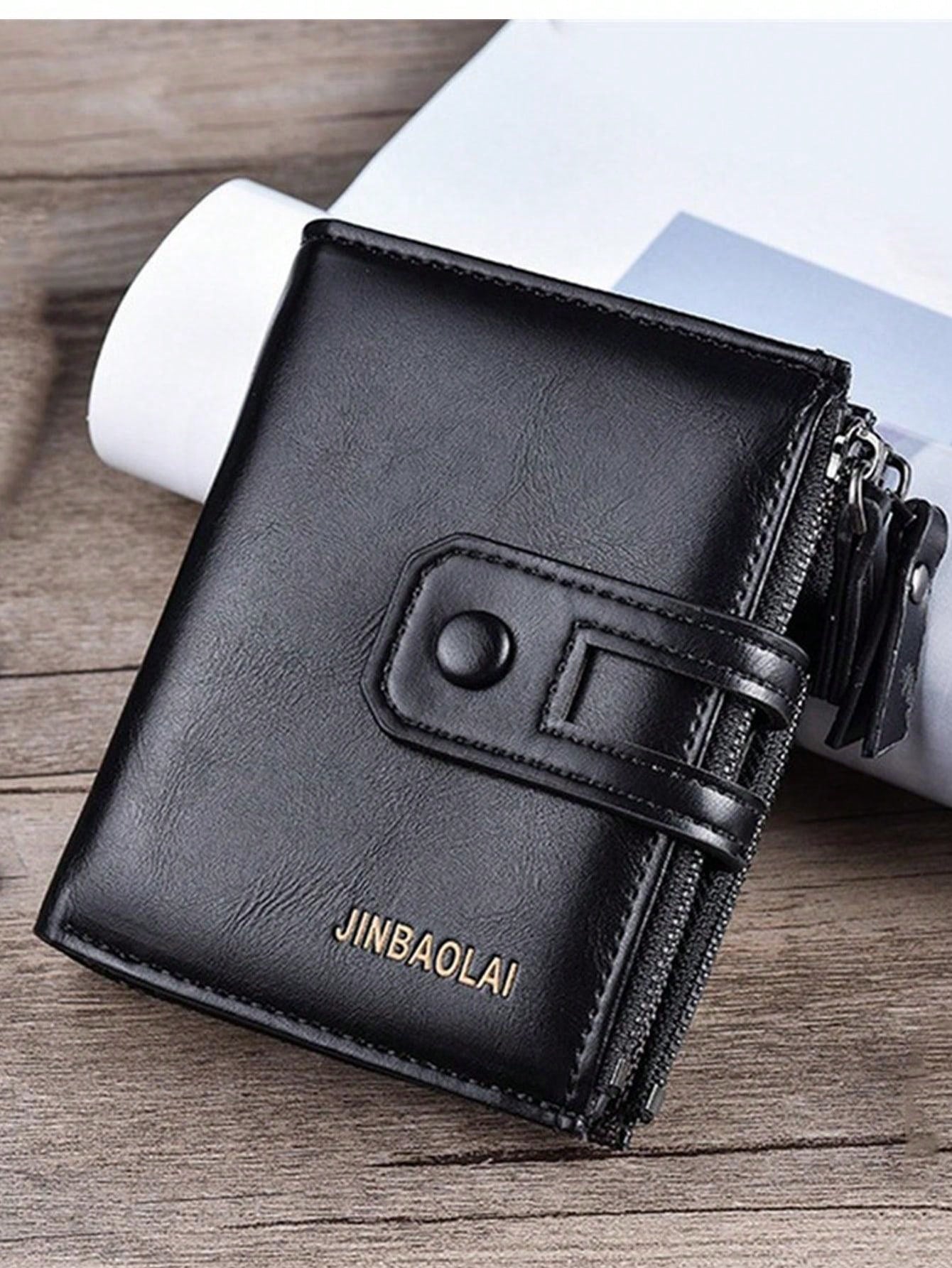 Men's Retro Wallet Multi-Function Double Zip Coin Purse Pocket Wallet Small Purse ID Window Zipper Men Wallet PU Leather Minimalist Fashion Modern Business Anniversary On Valentine Day For Birthday Gift Gift Lover Men Male Gift