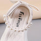 1 Pair Girls Children Comfortable Floral Bow Decor Princess Party Flat Lace-Up Open-Toe Sandals Suitable For Summer