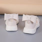 1 Pair Girls Children Comfortable Floral Bow Decor Princess Party Flat Lace-Up Open-Toe Sandals Suitable For Summer