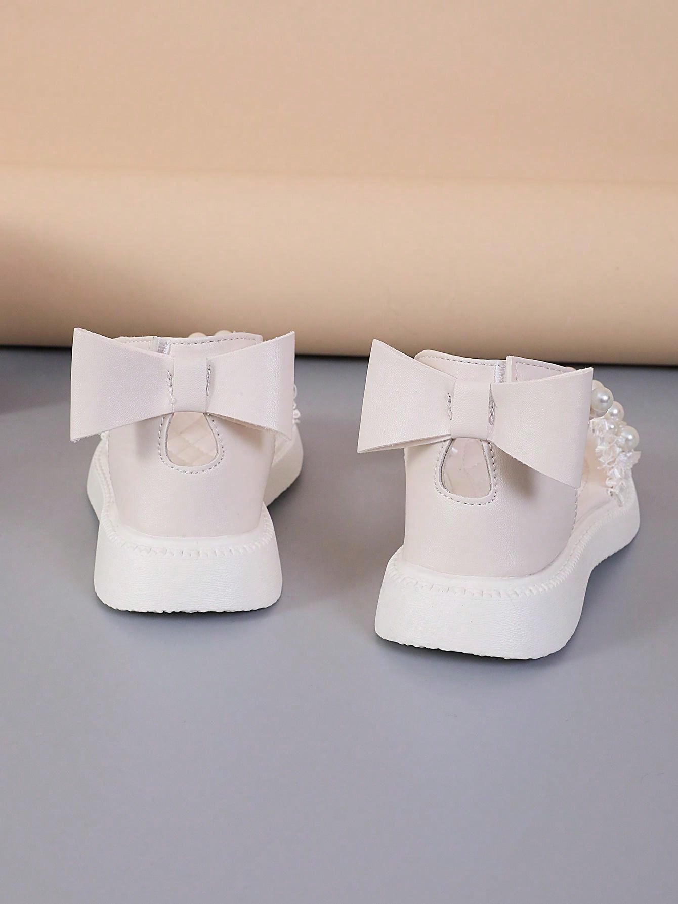 1 Pair Girls Children Comfortable Floral Bow Decor Princess Party Flat Lace-Up Open-Toe Sandals Suitable For Summer