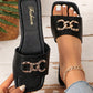 Women Simple Chain Decor Flat Sandals, Outdoor Casual 2-Way Slip-On Slippers, Summer New Shoes