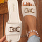 Women Simple Chain Decor Flat Sandals, Outdoor Casual 2-Way Slip-On Slippers, Summer New Shoes