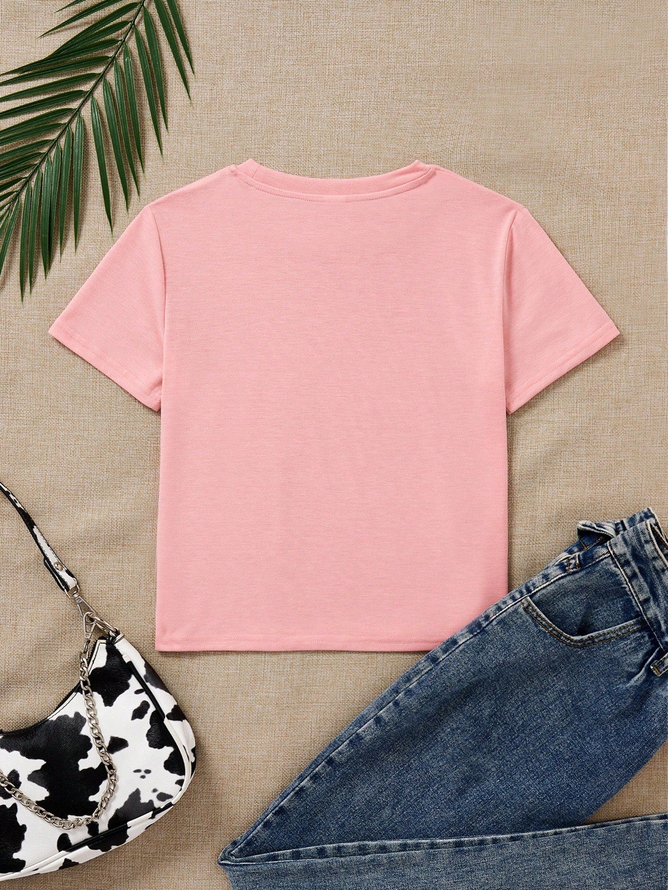 Tween Girls' Casual Minimalist Portrait Printed Short Sleeve T-Shirt, Summer