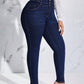 Lady Women's Plus Size Slim Fit Jeans With Button And Whisker Design, For Thanksgiving