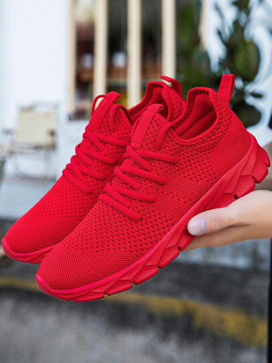 Men Sporty Sneakers Athletic Gym Tennis Shoes Workout Running Casual Shoes Comfortable Footwear Trainers Red