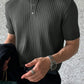 Manfinity Homme Men Ribbed Knit Quarter Button Office Plain Casual Polo Shirt, For Husband