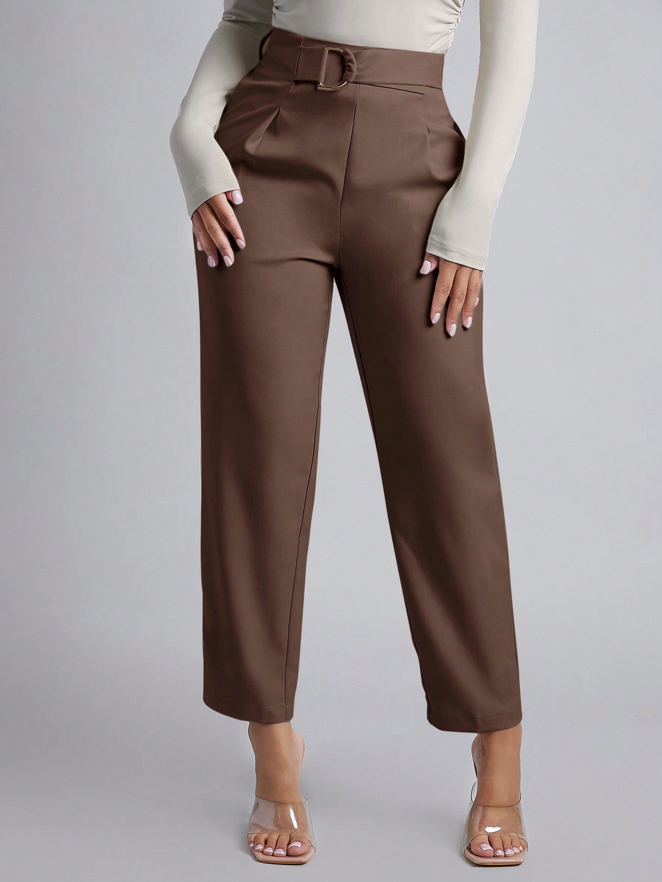 PETITE Women's High Waisted Solid Color Pants