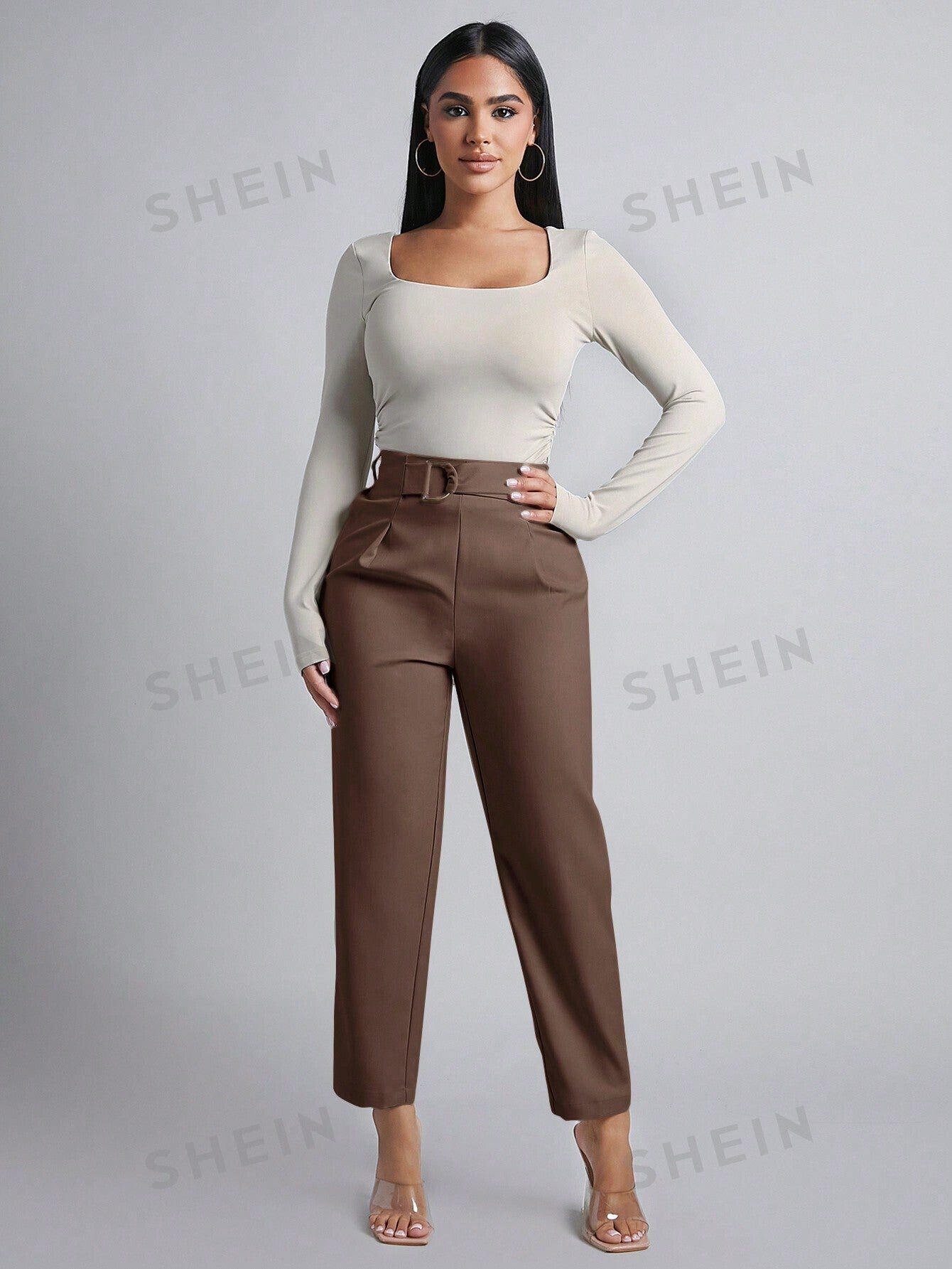 PETITE Women's High Waisted Solid Color Pants