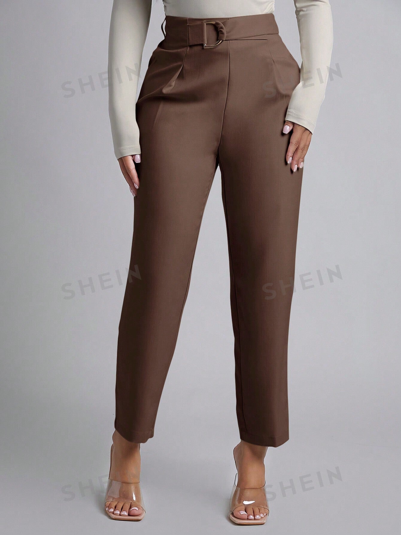 PETITE Women's High Waisted Solid Color Pants