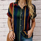 Women'S Striped Print Short Sleeve Shirt