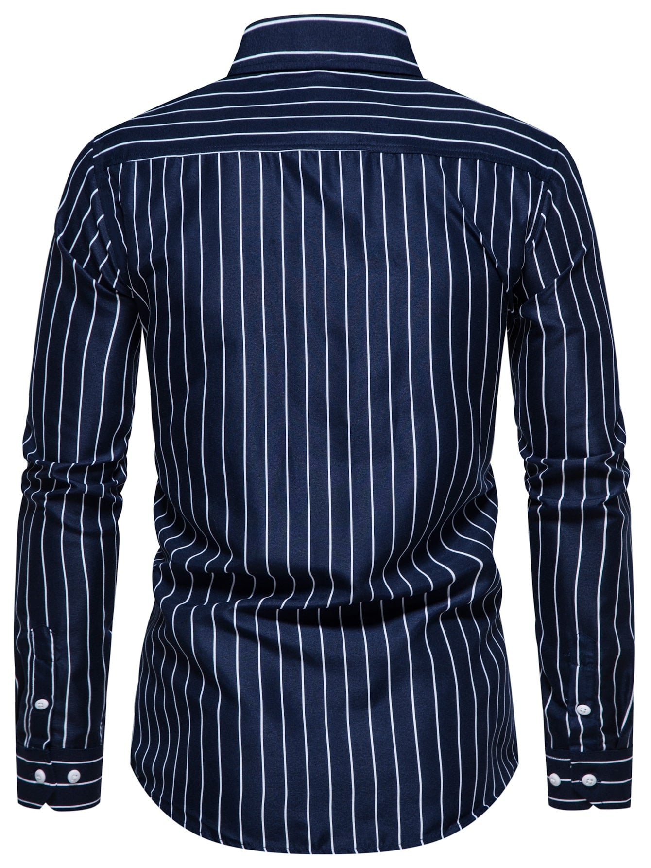 Men's Striped Button-Up Long Sleeve Shirt