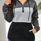 LUNE Women's Colorblock Drawstring Hoodie,Long Sleeve Tops