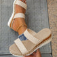 Women's Woven Wedge Heel Platform Sandals 2024 New Arrival, Double Braided Straps Wedge Heel Slides