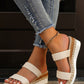 Women's Woven Wedge Heel Platform Sandals 2024 New Arrival, Double Braided Straps Wedge Heel Slides