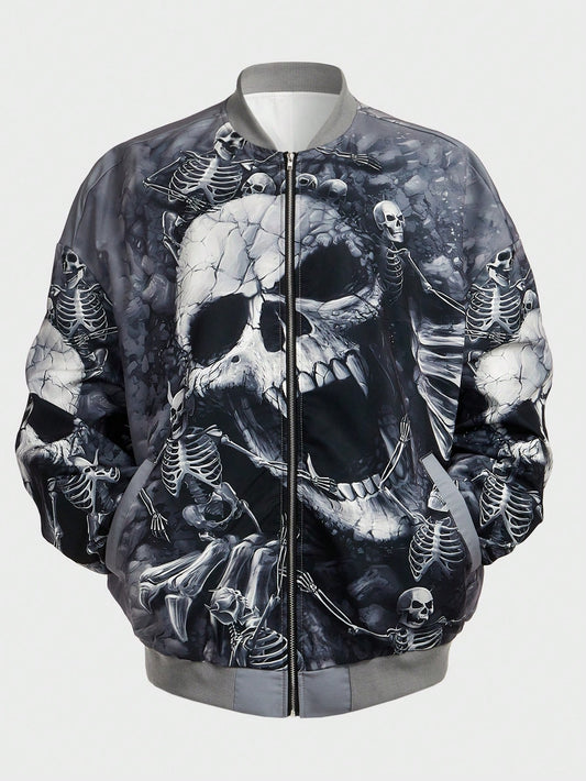 Manfinity LEGND Oversized Men's Full Skull Printed Zipper Front Jacket