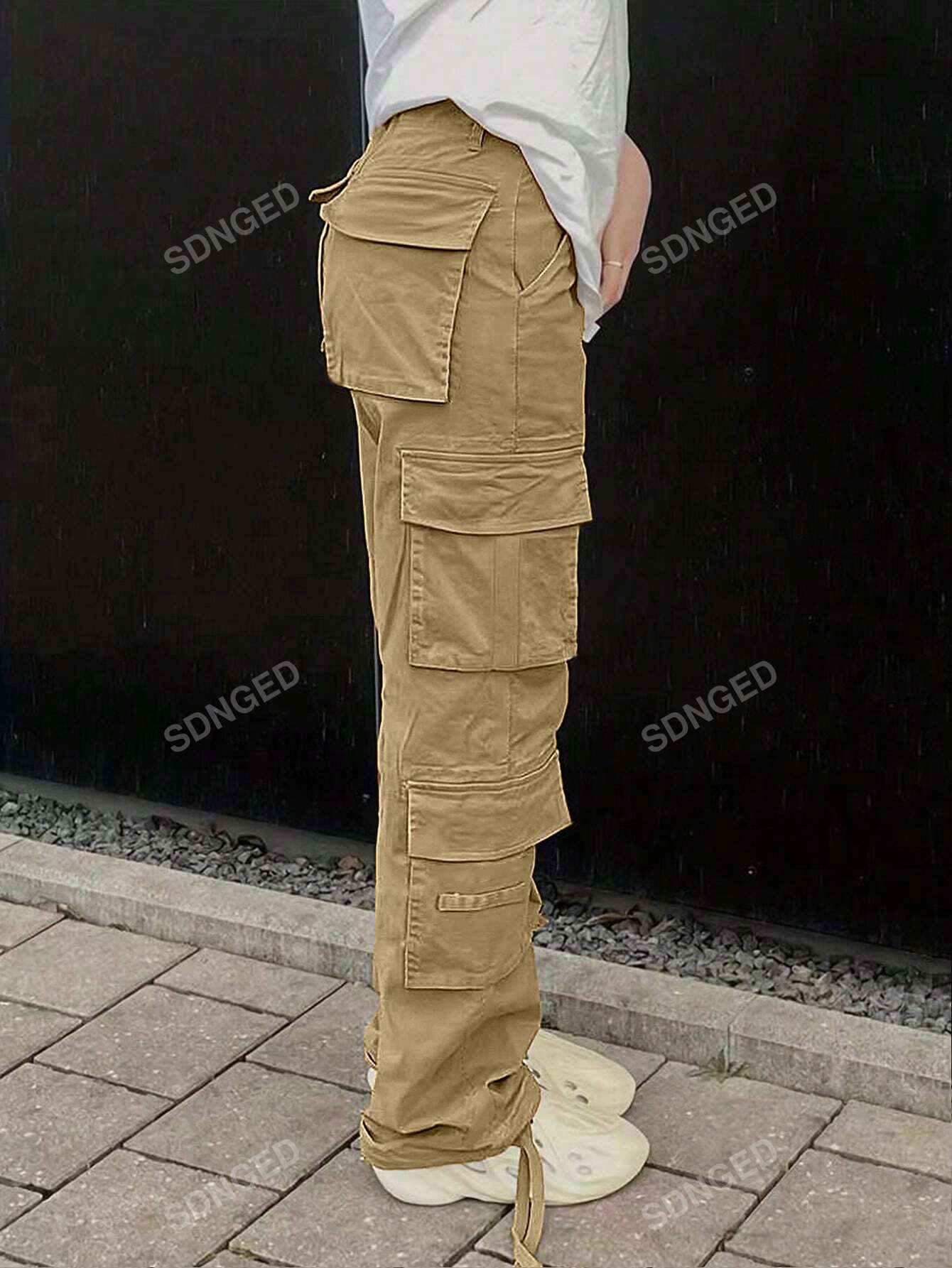 Solid Flap Pocket Cargo Pants