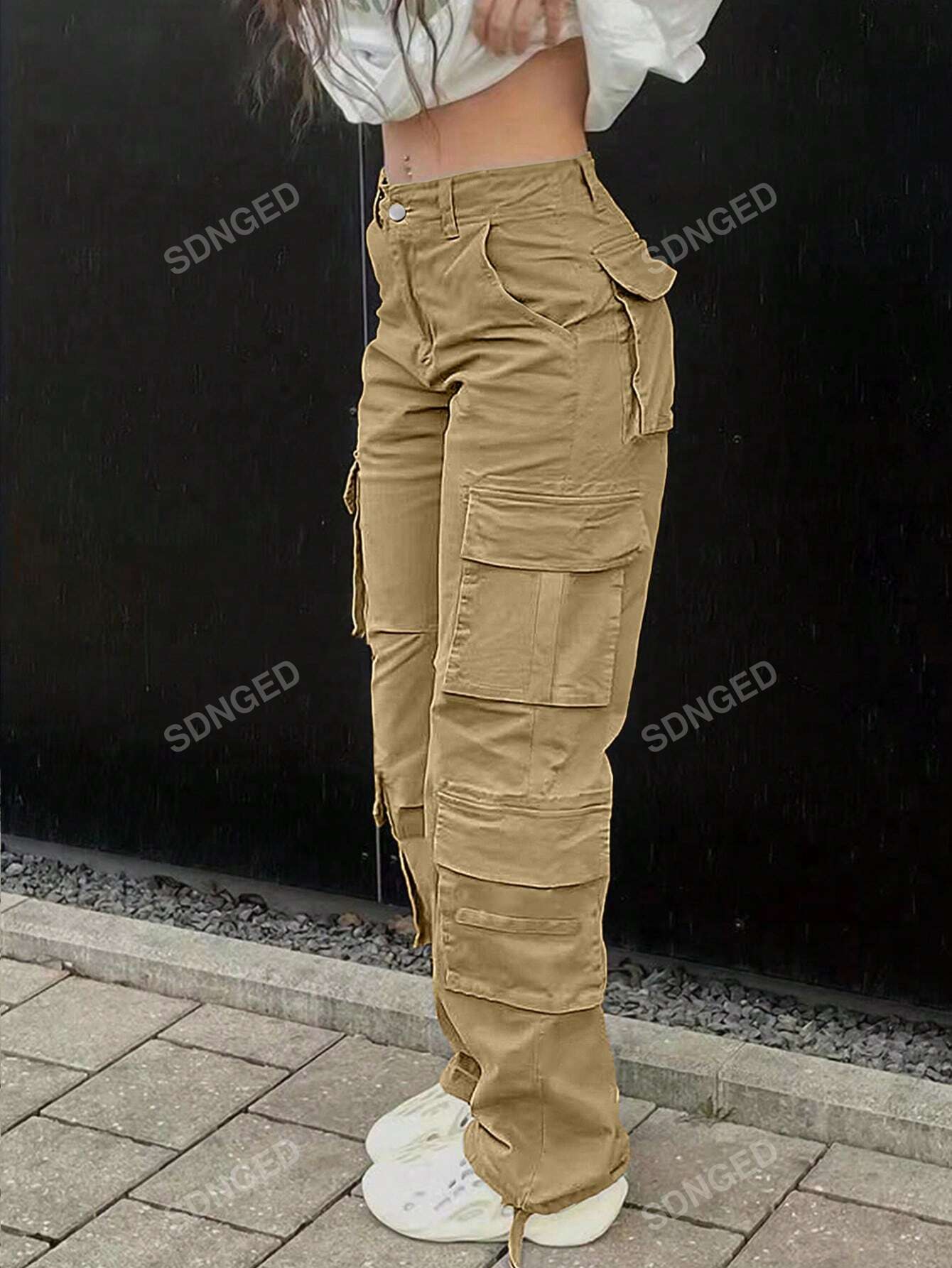 Solid Flap Pocket Cargo Pants