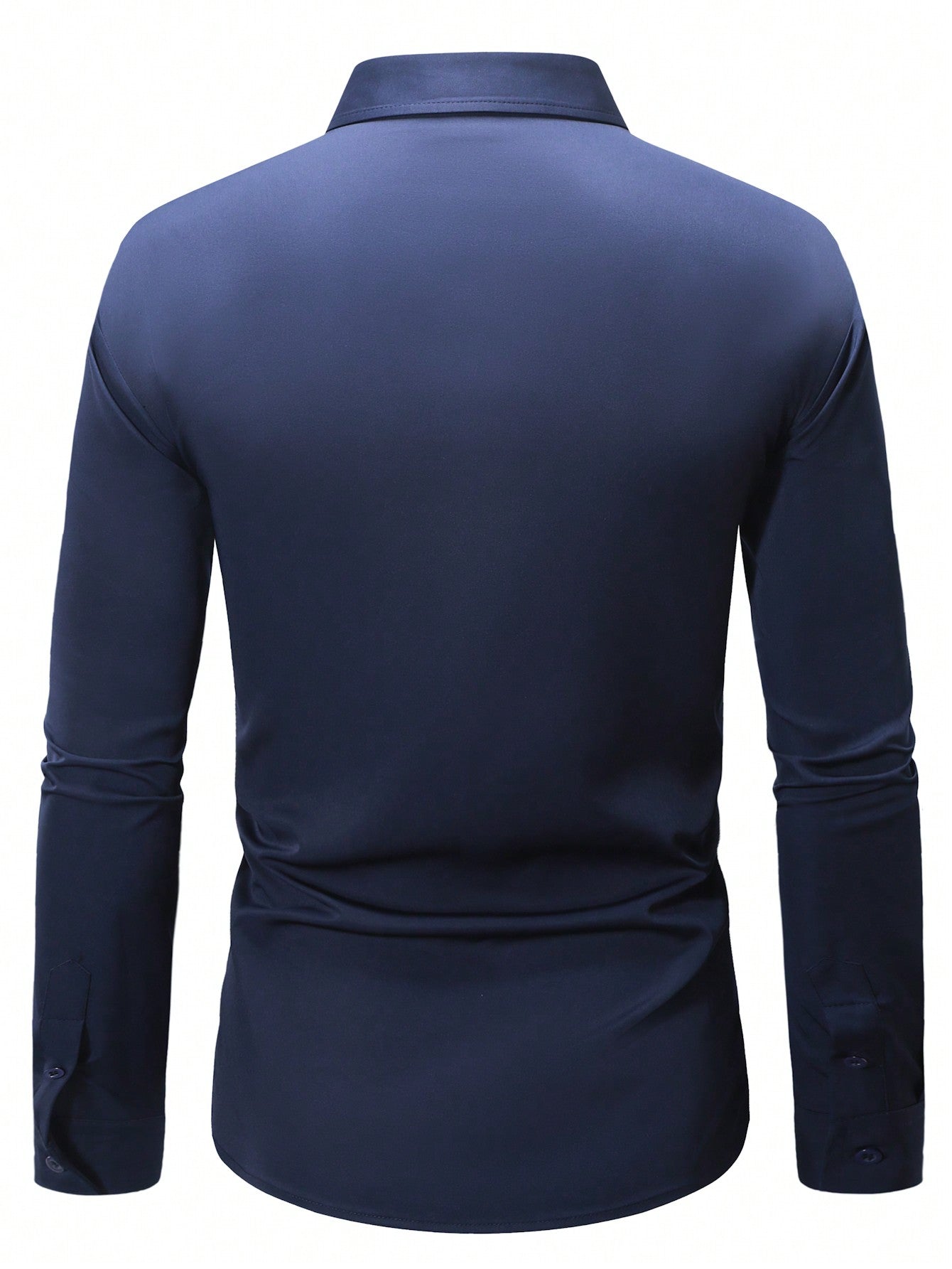 Manfinity Mode Men's Solid Color Long Sleeve Shirt With Embroidered Cuffs