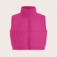 Slayr Women'S Short Sleeveless Padded Vest, Ladies Late Fall Casual Zipper Funnel Neck Regular Fit Hot Pink Plain Women Padded Puffer Coats, Winter Clothes Warmth/ Winter Clothes Fashion