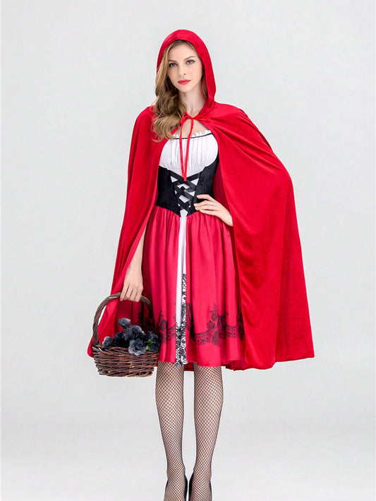 1pc Red Hood Cape Castle Queen Shawl Vampire Game Party Cosplay Costume Props Halloween Witch