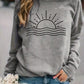 Sun Pattern Crew Neck Casual Sweatshirt,Long Sleeve Tops