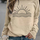 Sun Pattern Crew Neck Casual Sweatshirt,Long Sleeve Tops