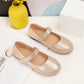 1pair Cute Golden Anti-Slip Flat Princess Shoes For Outdoor Activities, Suitable For Spring And Summer