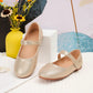 1pair Cute Golden Anti-Slip Flat Princess Shoes For Outdoor Activities, Suitable For Spring And Summer