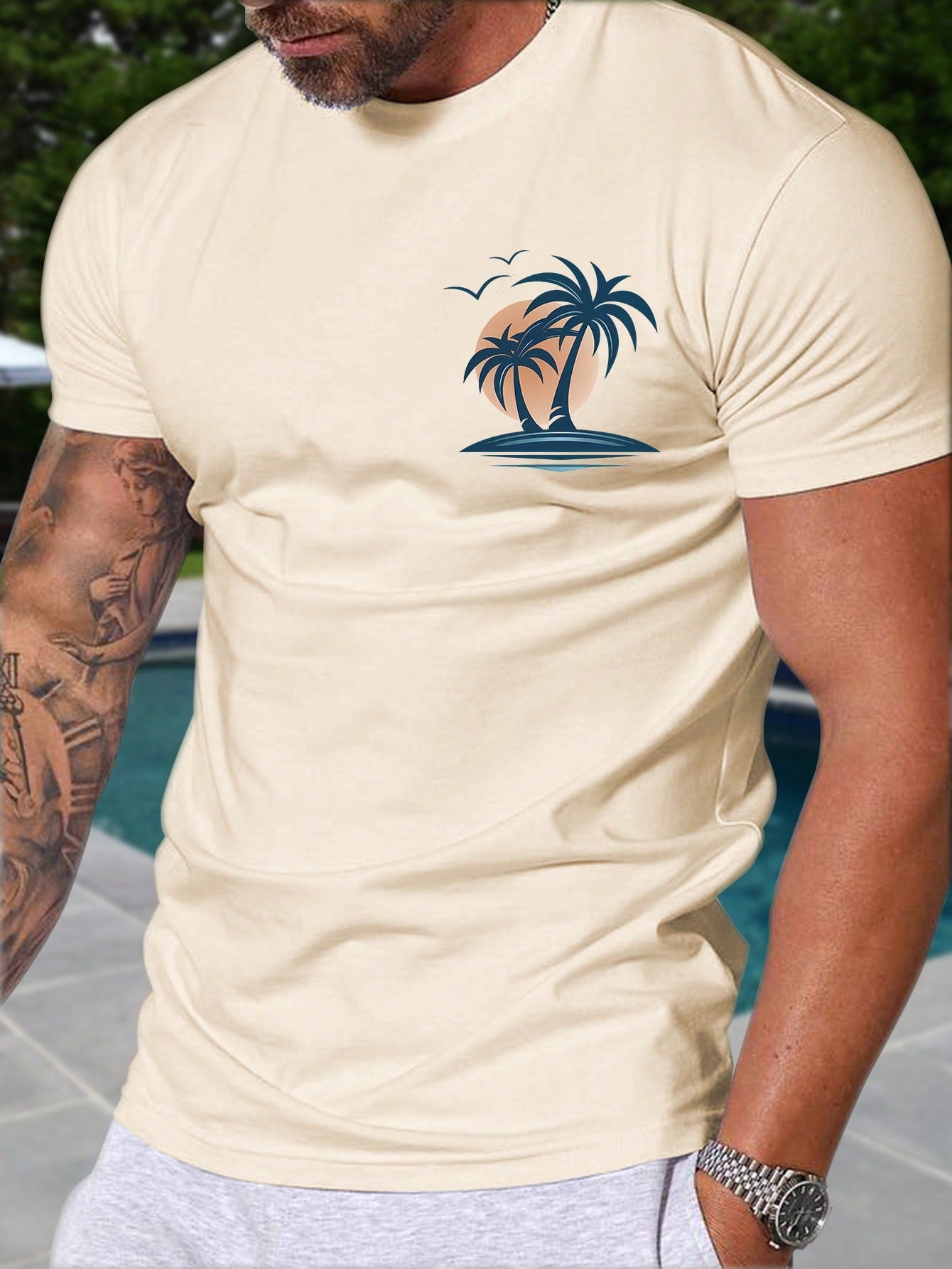 Manfinity RSRT Men's Coconut Tree Printed Short Sleeve T-Shirt