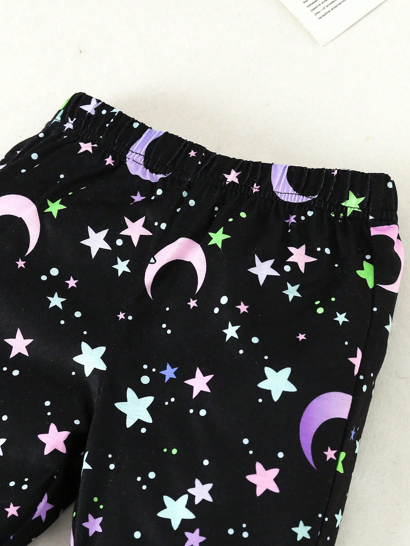 2pcs/Set Young Girl Casual Unicorn Printed Round Neck Short Sleeve T-Shirt And Fluorescent Star