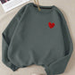 EZwear Heart Print Thermal Lined Sweatshirt,Long Sleeve Tops