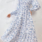 Clasi Floral Print Square Neck Lantern Sleeve Dress