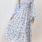 Clasi Floral Print Square Neck Lantern Sleeve Dress