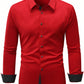 Manfinity Mode Men's Solid Color Long Sleeve Shirt, Slim Fit Button Up Collar Plain Business Shirt