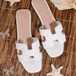 SHEIN SHUZIA Women's Luxe-Inspired Harness Cutout Open Toe Minimalist PU White Slides New Year Holiday