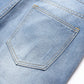 Men Ripped Frayed Bleach Wash Jeans