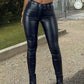 Apperloth A High Waist Thermal Lined PU Leather Skinny Cropped Pants